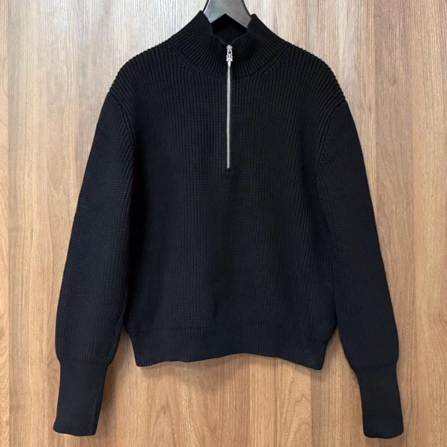 CHROME HEARTS 크롬하츠 925실버 하프 짚 터틀넥 니트 #161351120