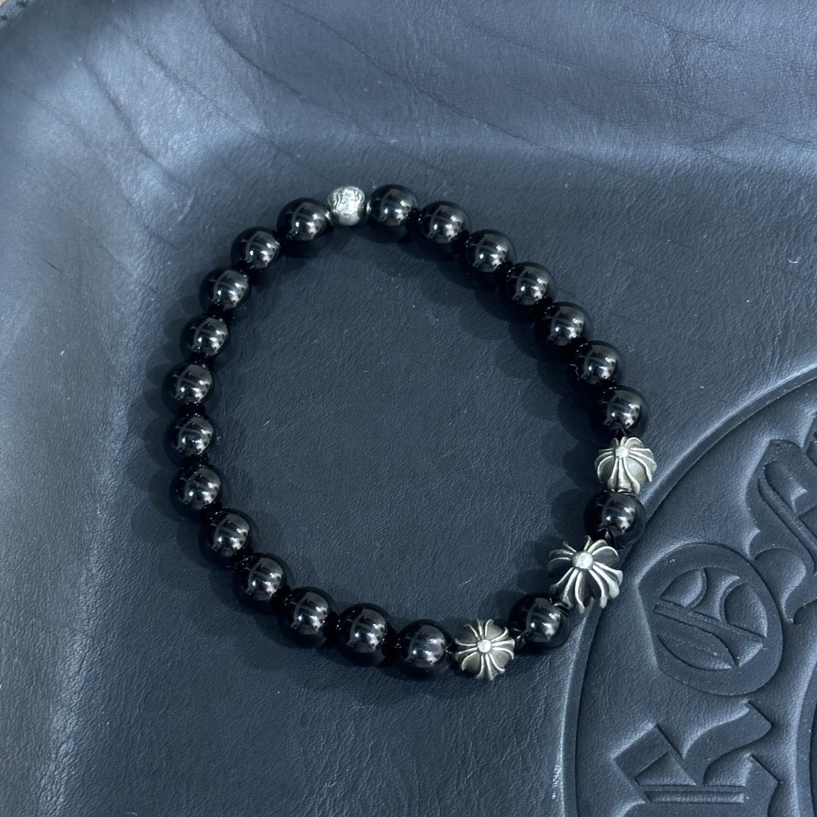 CHROME HEARTS 크롬하츠 흑요석 비즈 팔찌 #181325123