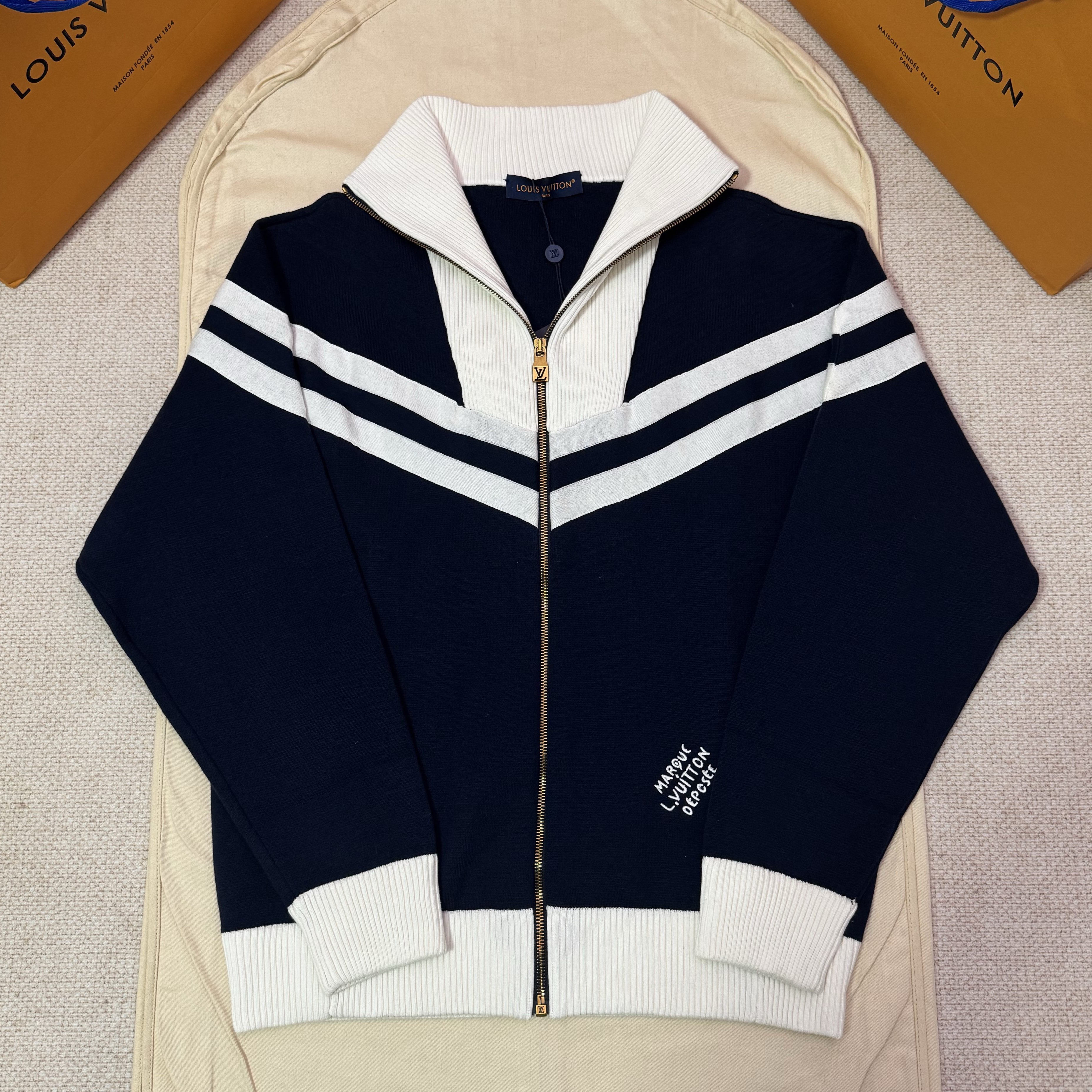 LOUIS VUITTON 루이비통 니티드 코튼 세일러 블루종 니트 1AHUG8 #20176113