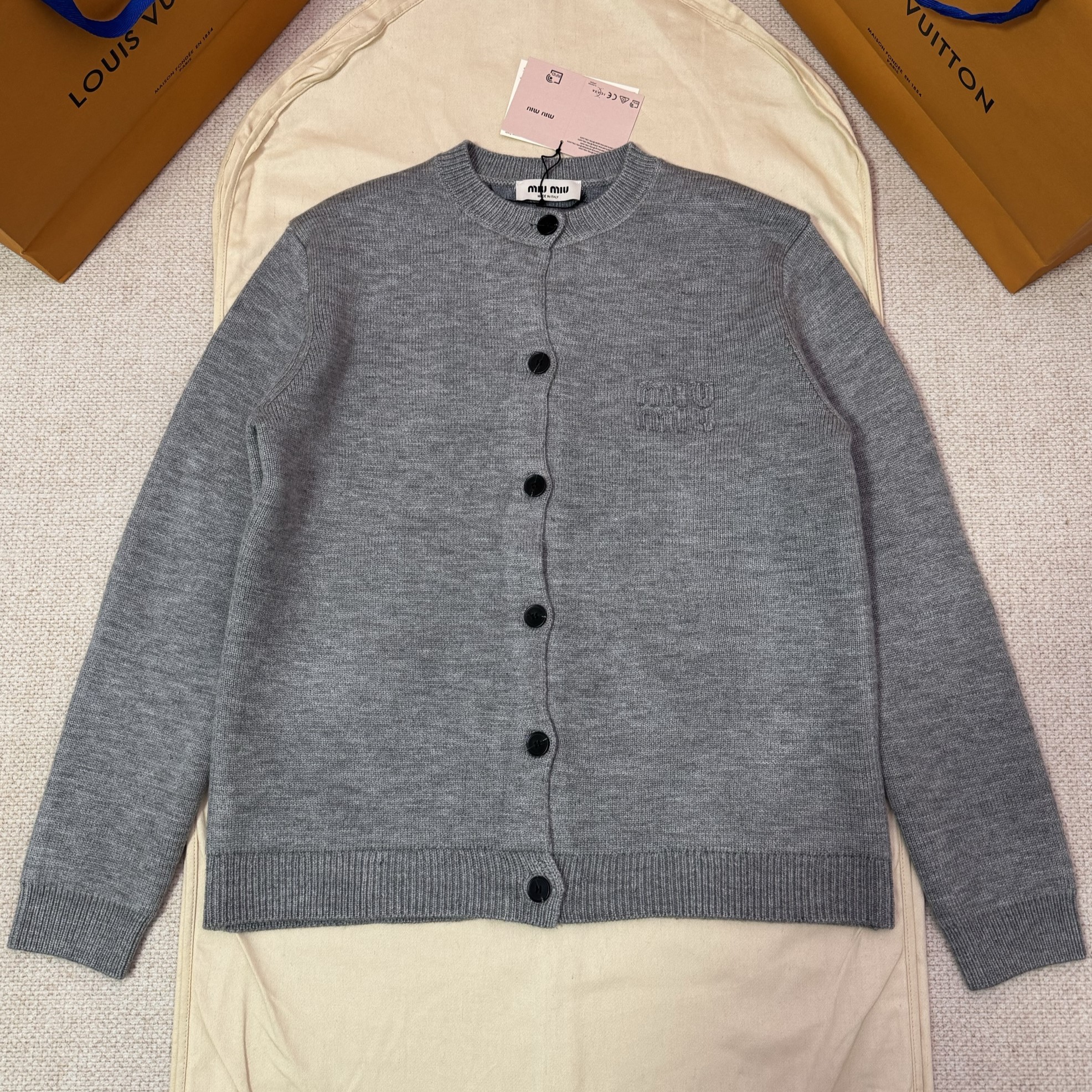 MIUMIU 미우미우 울 앤 나일론 니트 가디건 #17166114