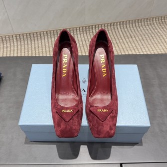 PRADA 프라다 신발 스퀘어 토 블록힐 펌프스 #22526119