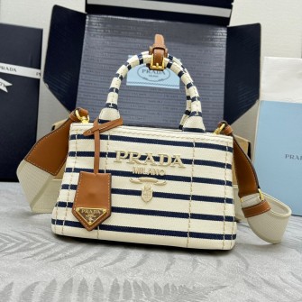PRADA 프라다 자르디니에르 미니 스트라이프 코튼 캔버스백 (3칼라) 2BA038
