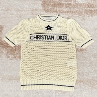 DIOR 디올 마리네르 숏슬리브 스웨터 에클루 블랙 #14386316