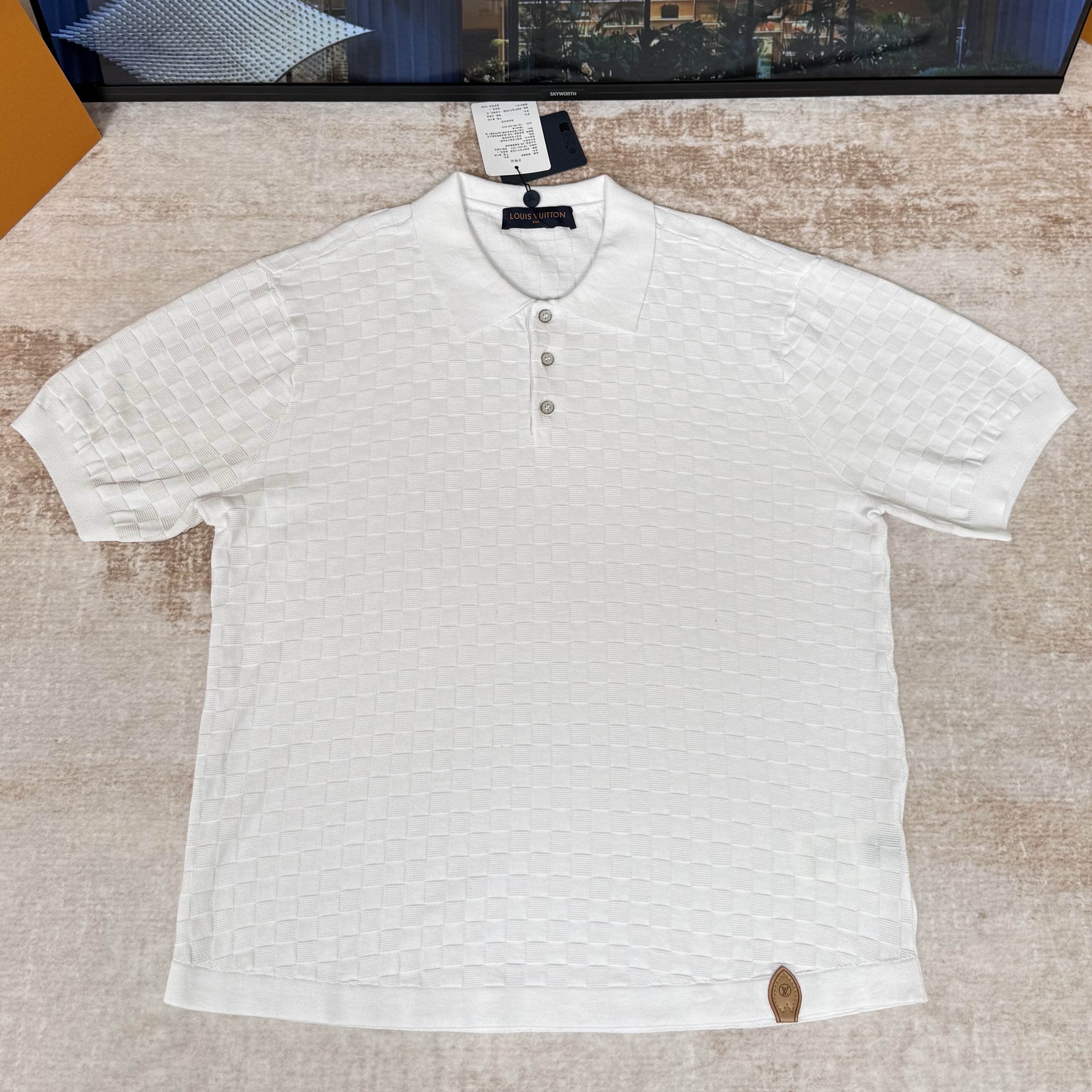 LOUIS VUITTON 루이비통 실크 코튼 다미에 피케 폴로 셔츠 1AJSQK