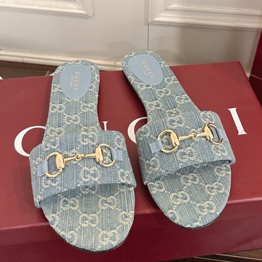GUCCI 구찌 호스빗 GG 캔버스 슬라이드 샌들 #18136317