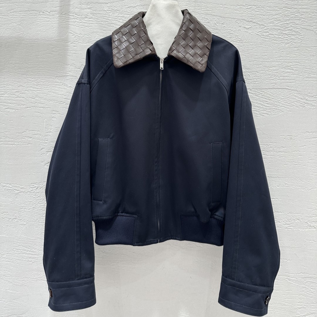 BOTTEGA VENETA 보테가베네타 양가죽 엮은칼라 탈부착 루즈핏 집업 점퍼 재킷 #13476326