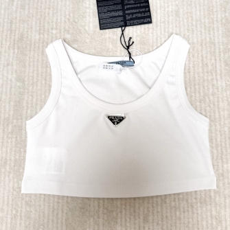 PRADA 프라다 저지 탑 (Jersey top) 또는 크롭 코튼 저지 탑