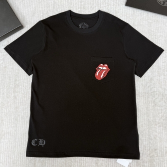 CHROME HEARTS 크롬하츠 x 롤링 스톤즈 립스 앤 텅 포켓 티셔츠 (Chrome Hearts x Rolling Stones Lips and Tongue Pocket T-Shirt)
