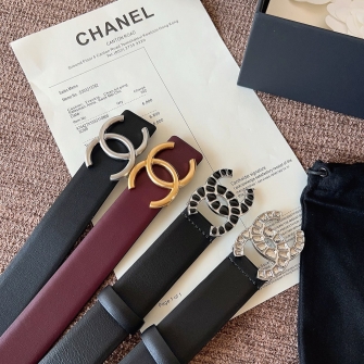 CHANEL 샤넬 CC 로고 가죽 벨트 A74427