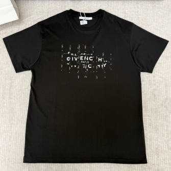 Givenchy 지방시 글리치 로고 프린트 코튼 티셔츠 #16356527