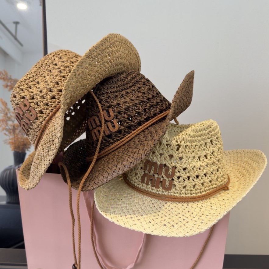 MIUMIU 미우미우 라피아 카우보이 햇  (Raffia/Straw Cowboy Hat)