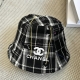 CHANEL 샤넬 판타지 트위드 체크 CC로고 버킷햇 Fantasy Tweed Check CC Logo Bucket Hat