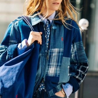 Ralph Lauren 폴로 랄프 로렌 패치워크 코튼 리넨 윈드브레이커 인디고 패치워크