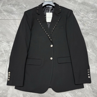VALENTINO 발렌티노 남성 락스터드 칼라 앤 라펠 싱글 블레이저 자켓 블랙